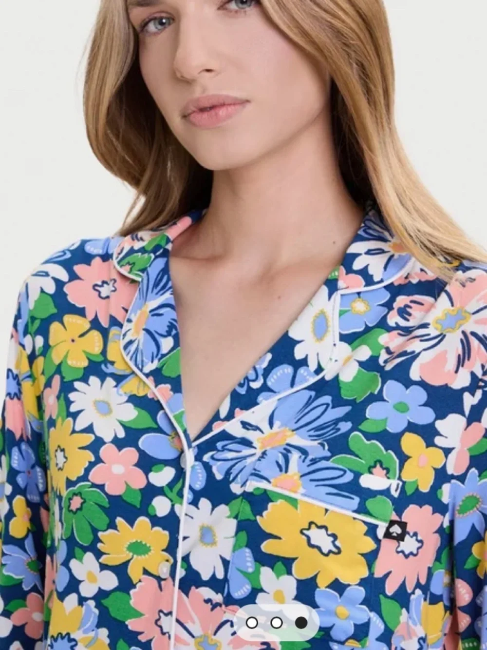 Kate Spade Long Sleeve Floral Pajama Set Small Relaxed Fit Lightweight Stretchy